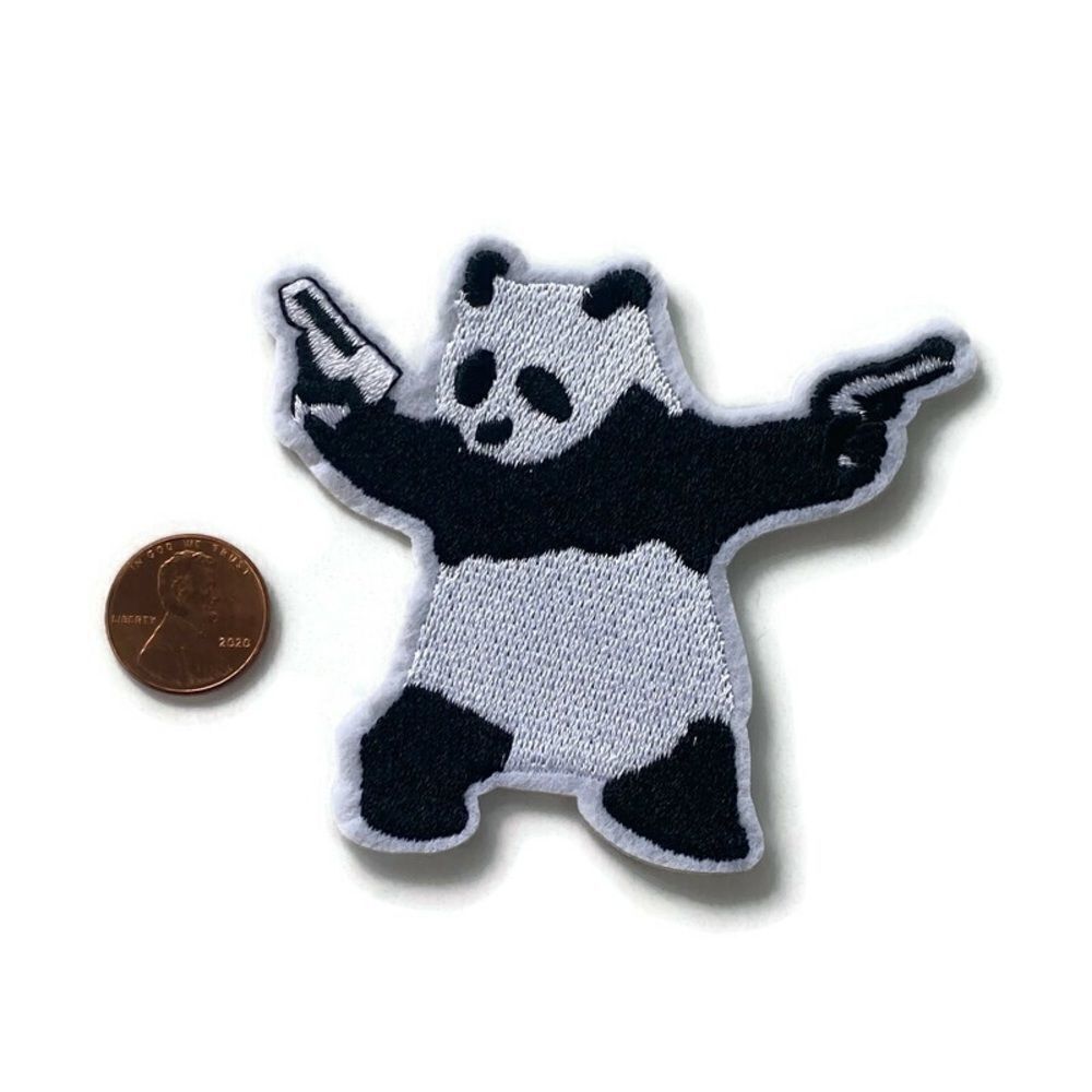 Shooting Panda Embroidered Patch - Picture 3 of 3